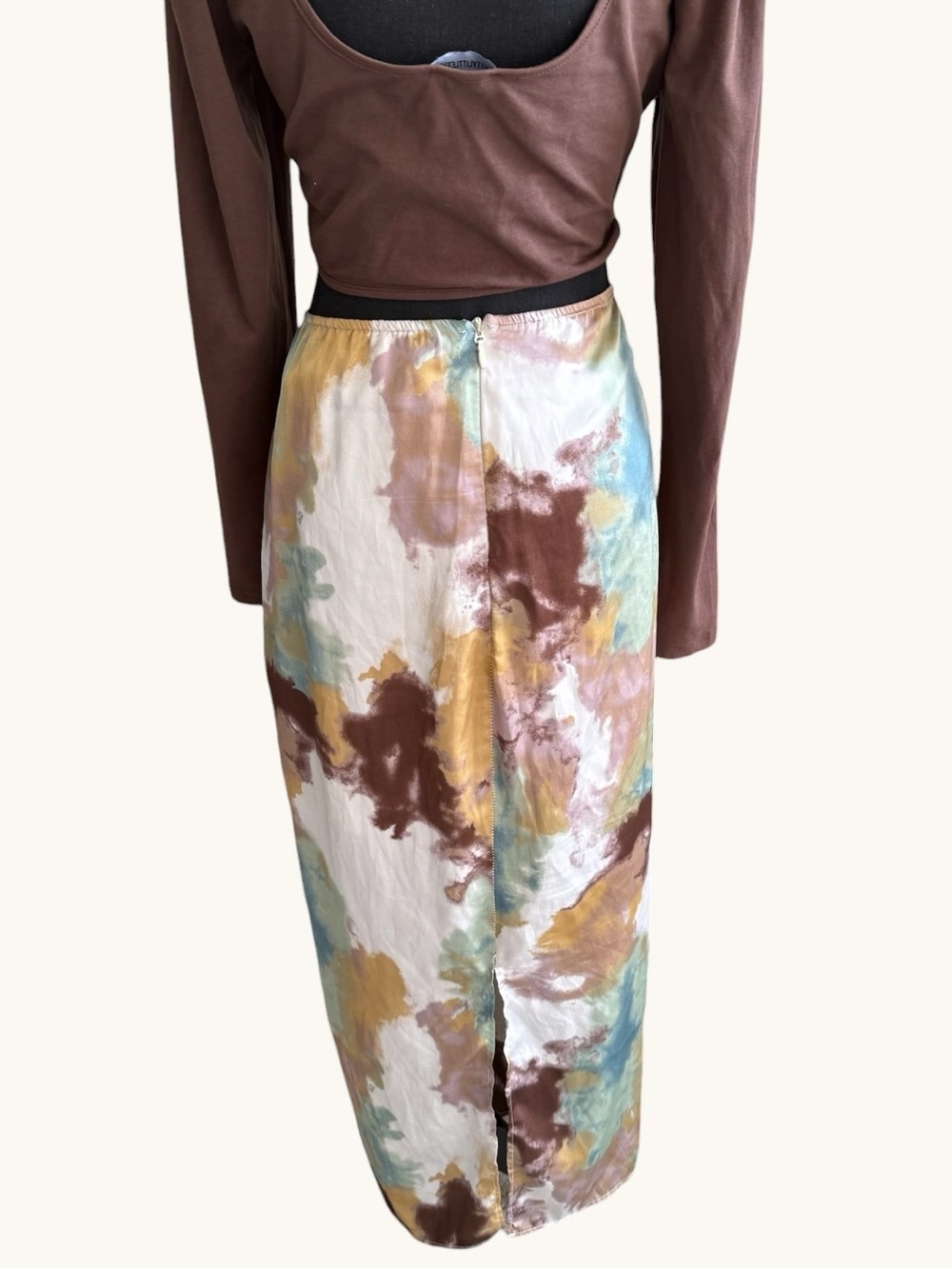 Fashion Nova Brown & Multi-Color Tie-Dye Maxi Skirt - Picture 3 of 6